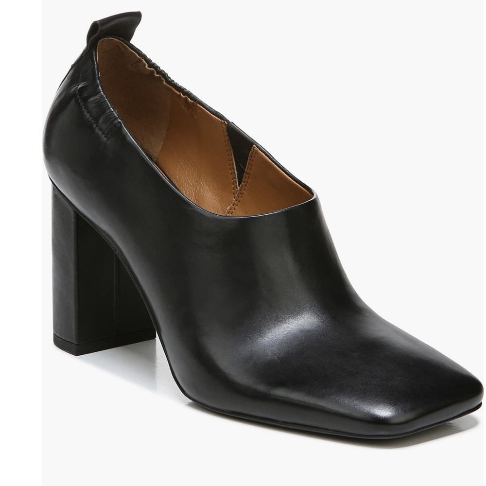Franco Sarto Brava pump high heels square toe 7.5 butter soft black leather